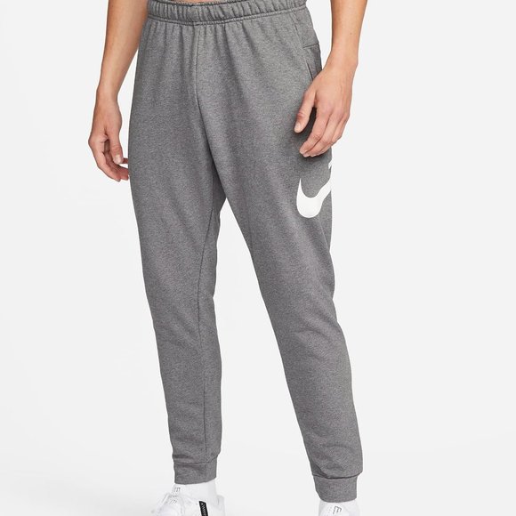 NWT NIKE MEN'S DRI FIT SWOOSH LOGO‎ JOGGERS CHARCOAL GRAY WHITE - Picture 1 of 6